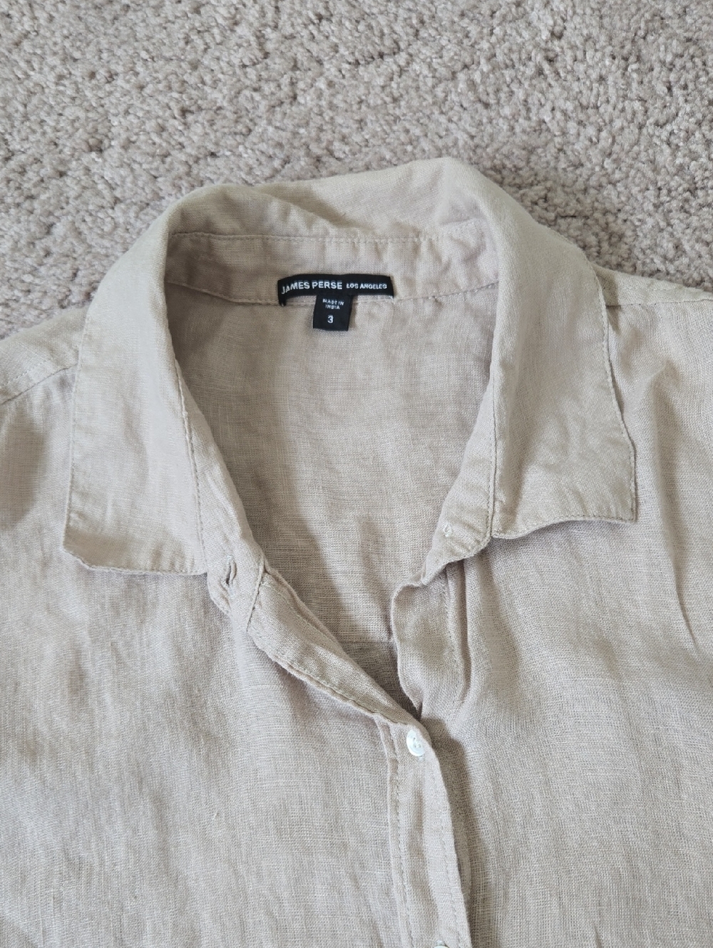 James Perse Shirt Dress Womens 3 or Large Linen With Slip Cement Button Down - Picture 11 of 15